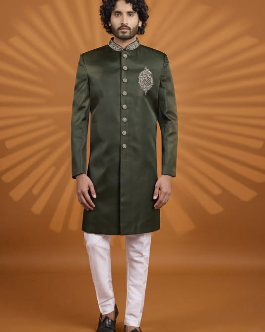 Dark Green Designer Sherwani Timeless Royal Groom Wear